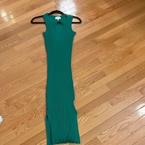 Freshman Vibrant Green Ribbed Midi Dress